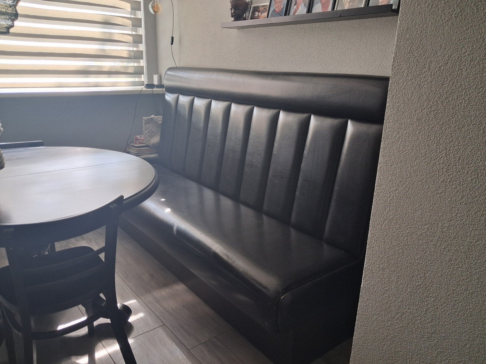 Stevige horeca eetkamerbank - Zwart/bruin kunstleer, Huis en Inrichting, Ophalen, Gebruikt, Minder dan 75 cm, Leer