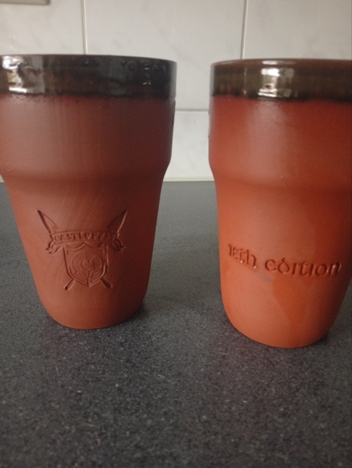 Set van 2 terracotta bekers CASTLEFEST 18TH EDITION, Ophalen of Verzenden