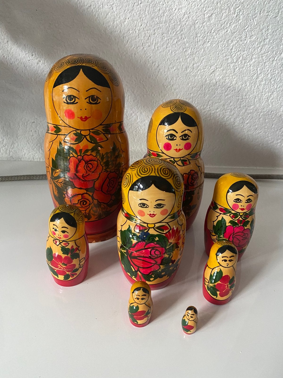 Vintage matroesjka poppetjes,hout, Rusland, 8 delig, Ophalen