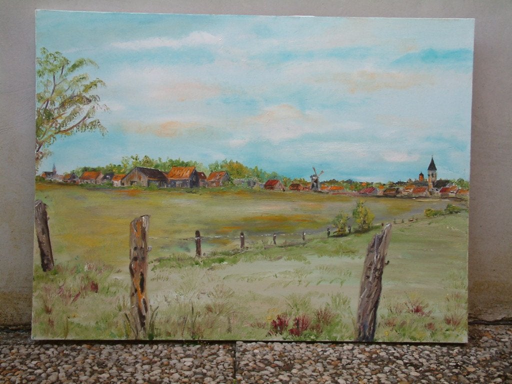 Domburg  60 x 80 cm  olie verf op doek    Jac Caljouw, Origineel werk, Doek, Ophalen of Verzenden, Landschap