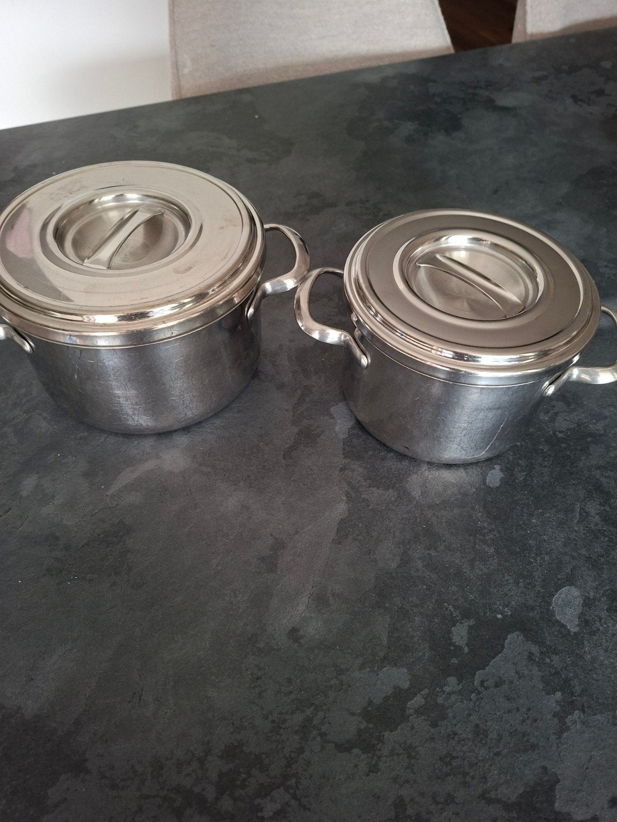 Pannenset RVS 16cm en 18cm met deksels sus inox, Huis en Inrichting, Keuken | Potten en Pannen, Gebruikt, Pannenset, Ophalen of Verzenden