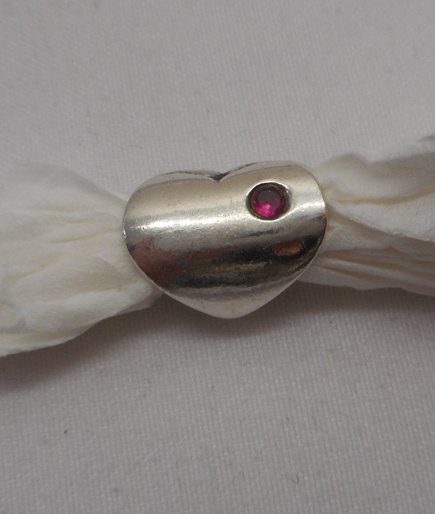 Zilveren Tedora spacer of hanger hart met steentje nr.1450, Verzenden, Zo goed als nieuw, Hart, Zilver