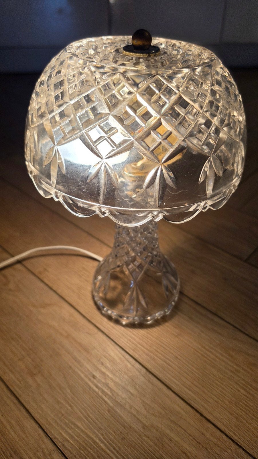 Vintage kristallen tafellamp - Elegante verlichting, Antiek en Kunst, Ophalen of Verzenden