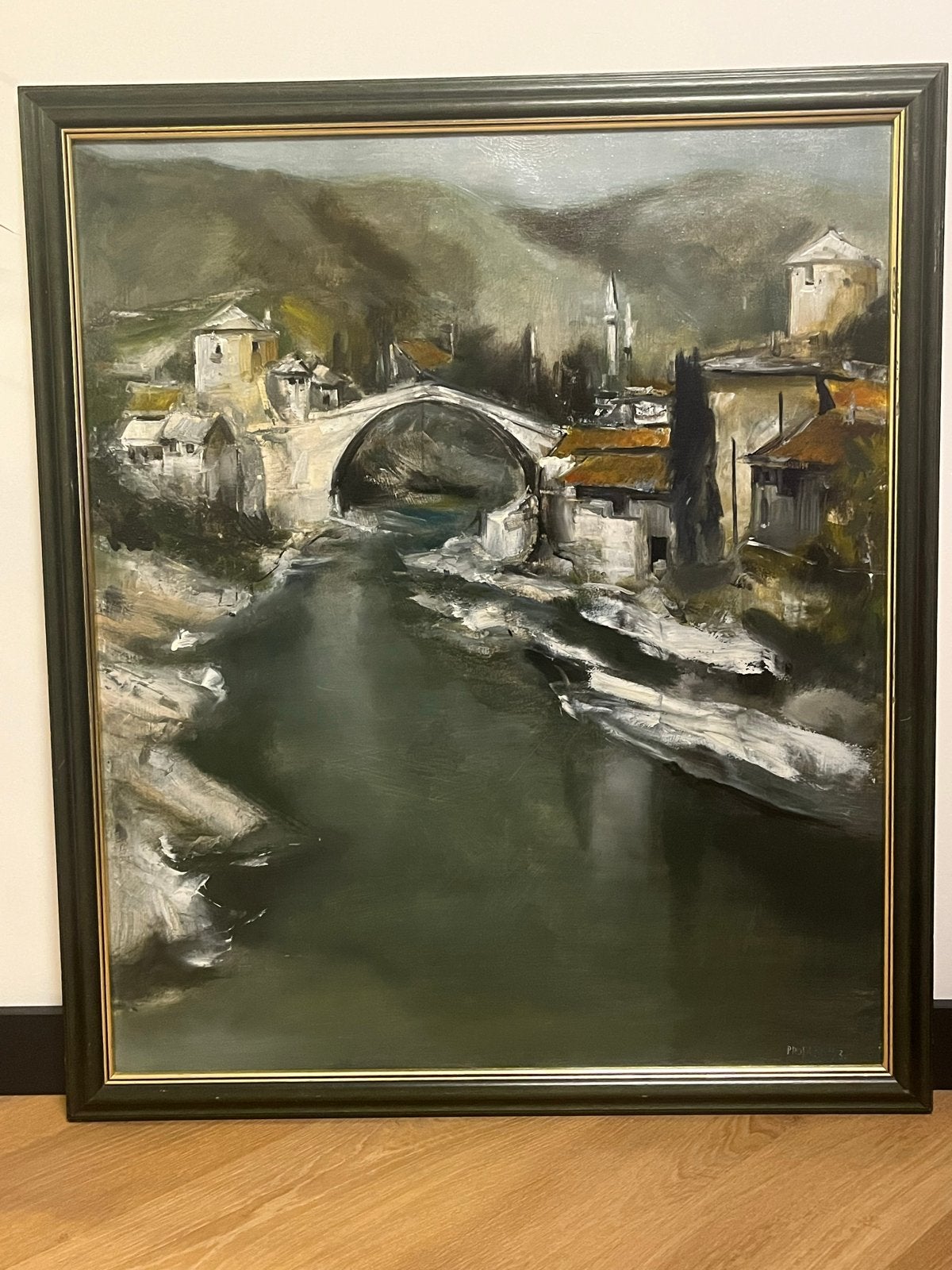 Oil painting “ Mostar old brige “ - Martin Profac, Antiek en Kunst, Kunst | Schilderijen | Klassiek, Ophalen of Verzenden
