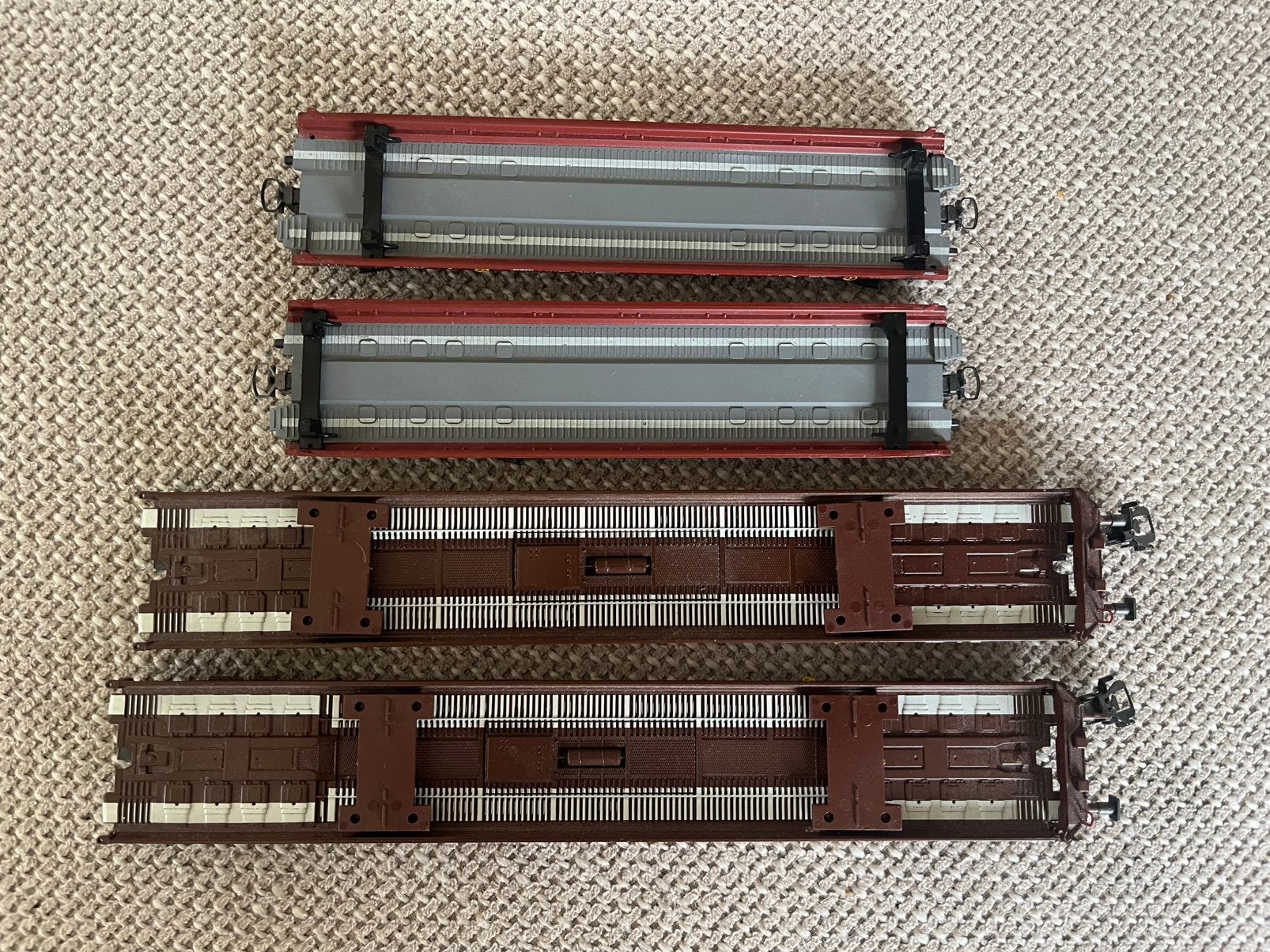 4x lage vloerwagen Marklin en Liliput H0, Wisselstroom, Wagon, Ophalen of Verzenden, Zo goed als nieuw