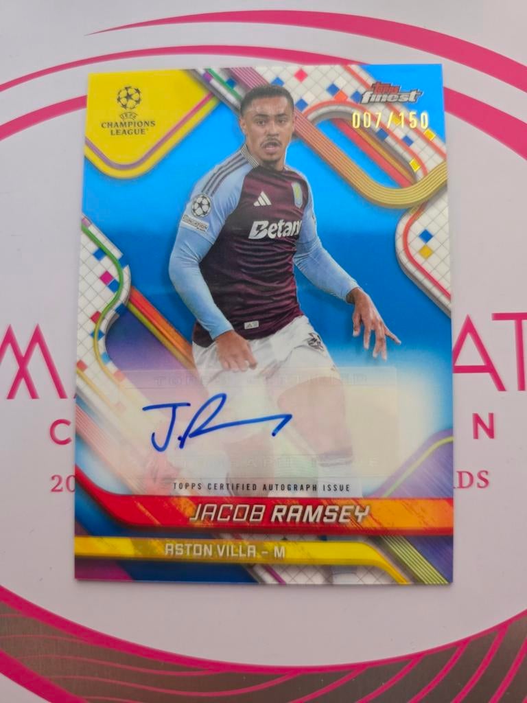 Jacob Ramsey Topps Finest UEFA Autograph Kaart 007/150, Ophalen of Verzenden, Zo goed als nieuw, Buitenlandse clubs, Spelerskaart