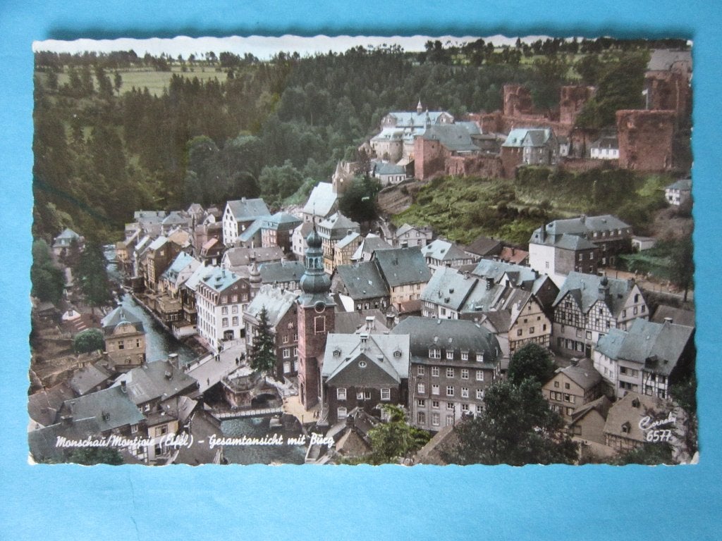 Ansichtkaart: Duitsland, Monschau (Eifel)-Gesamtonsicht., Ophalen of Verzenden, 1940 tot 1960, Gelopen, Duitsland