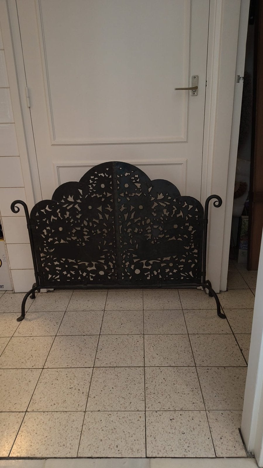 Gietijzeren haardscherm 100x75 cm voor open haard, Ophalen, Zo goed als nieuw, Houthaard