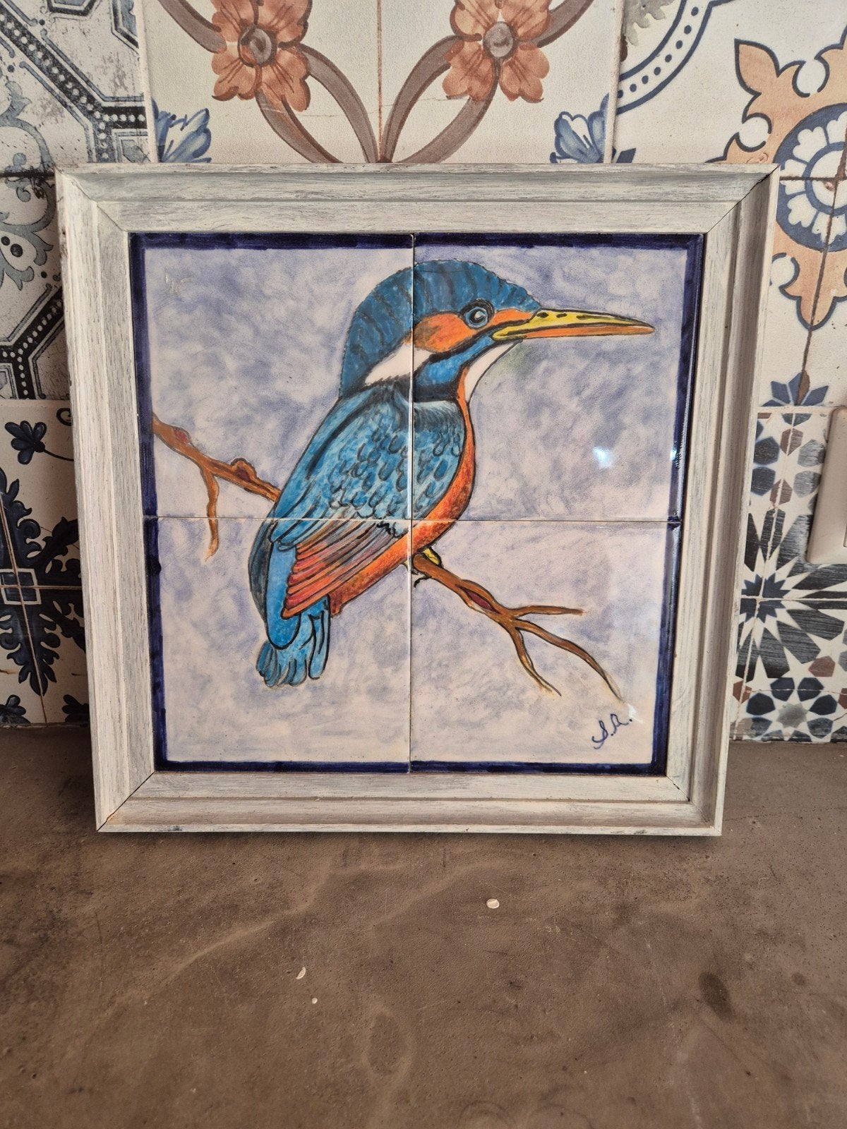 Tegeltableau Ijsvogel., Antiek en Kunst, Ophalen of Verzenden