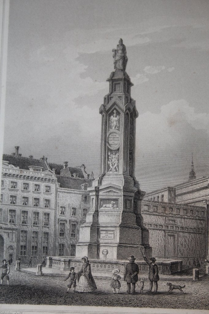 19e eeuwse ets (?) Monument Amsterdam, Ophalen of Verzenden
