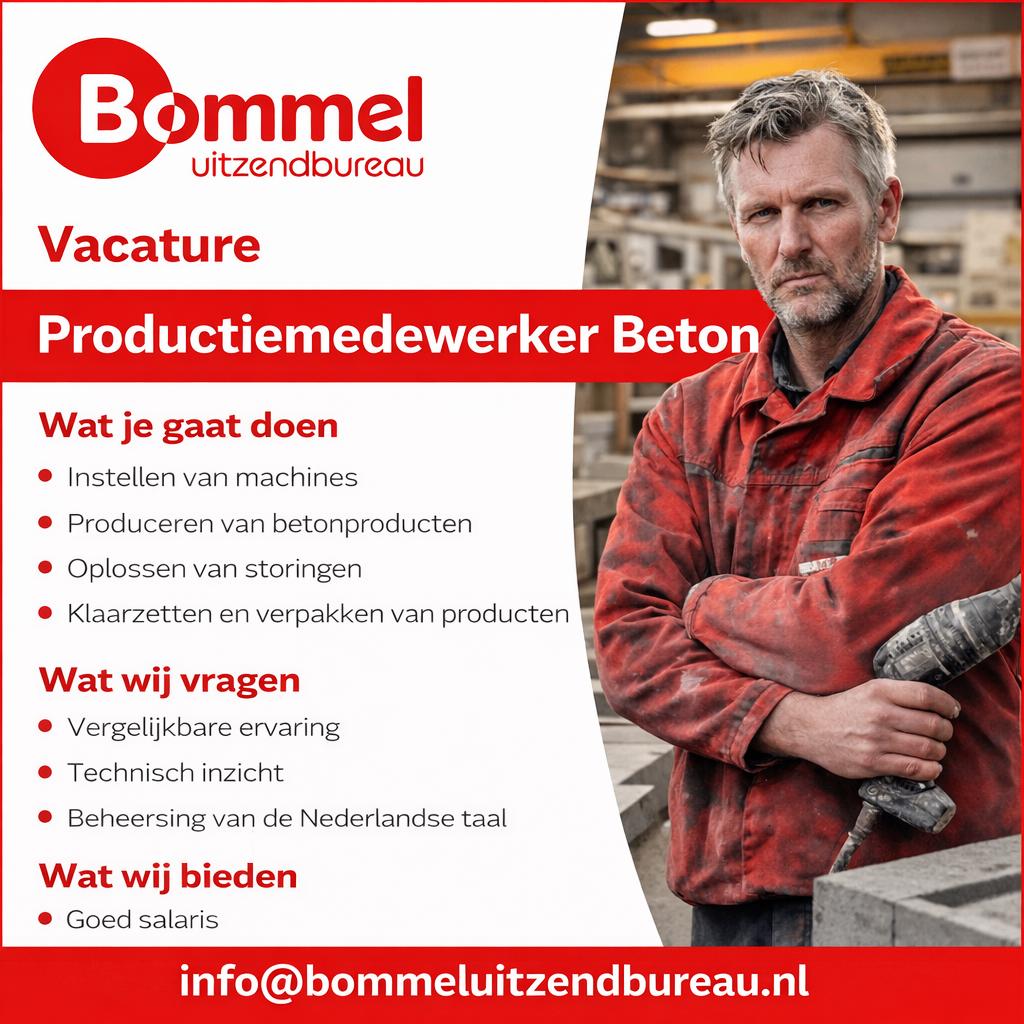 Productiemedewerker Beton, Vast contract, Vanaf 1 jaar, MBO, Geschikt als bijbaan