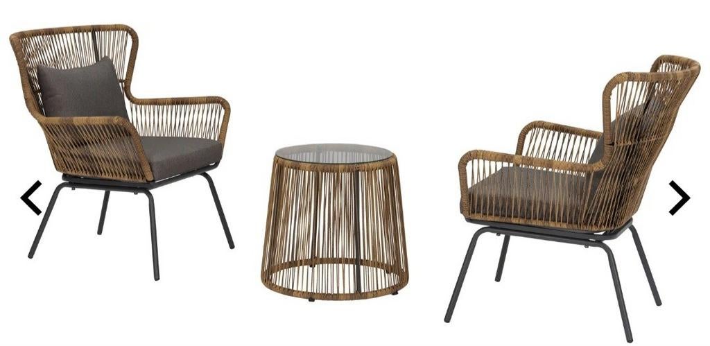 Tuinset / bistro set nikki naturel(intratuin), Overige materialen, Zo goed als nieuw, Tuinset, Ophalen