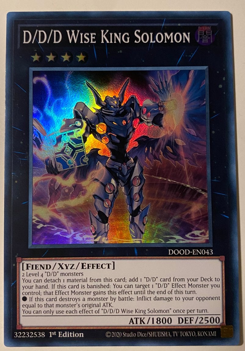Yu-Gi-Oh! DDD Wise King Solomon DOOD 1st Edition !, Ophalen of Verzenden, Zo goed als nieuw, Losse kaart, Foil
