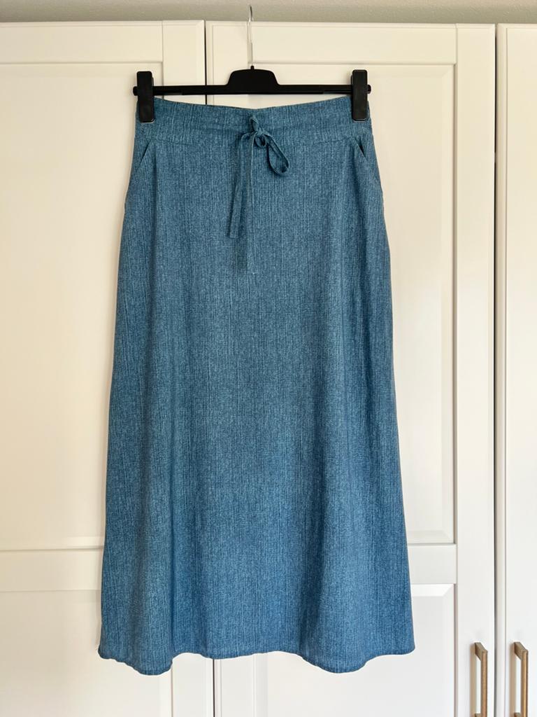 Studio anneloes maxi rok M denim travelstof, Maat 38/40 (M), Blauw, Ophalen of Verzenden, Zo goed als nieuw