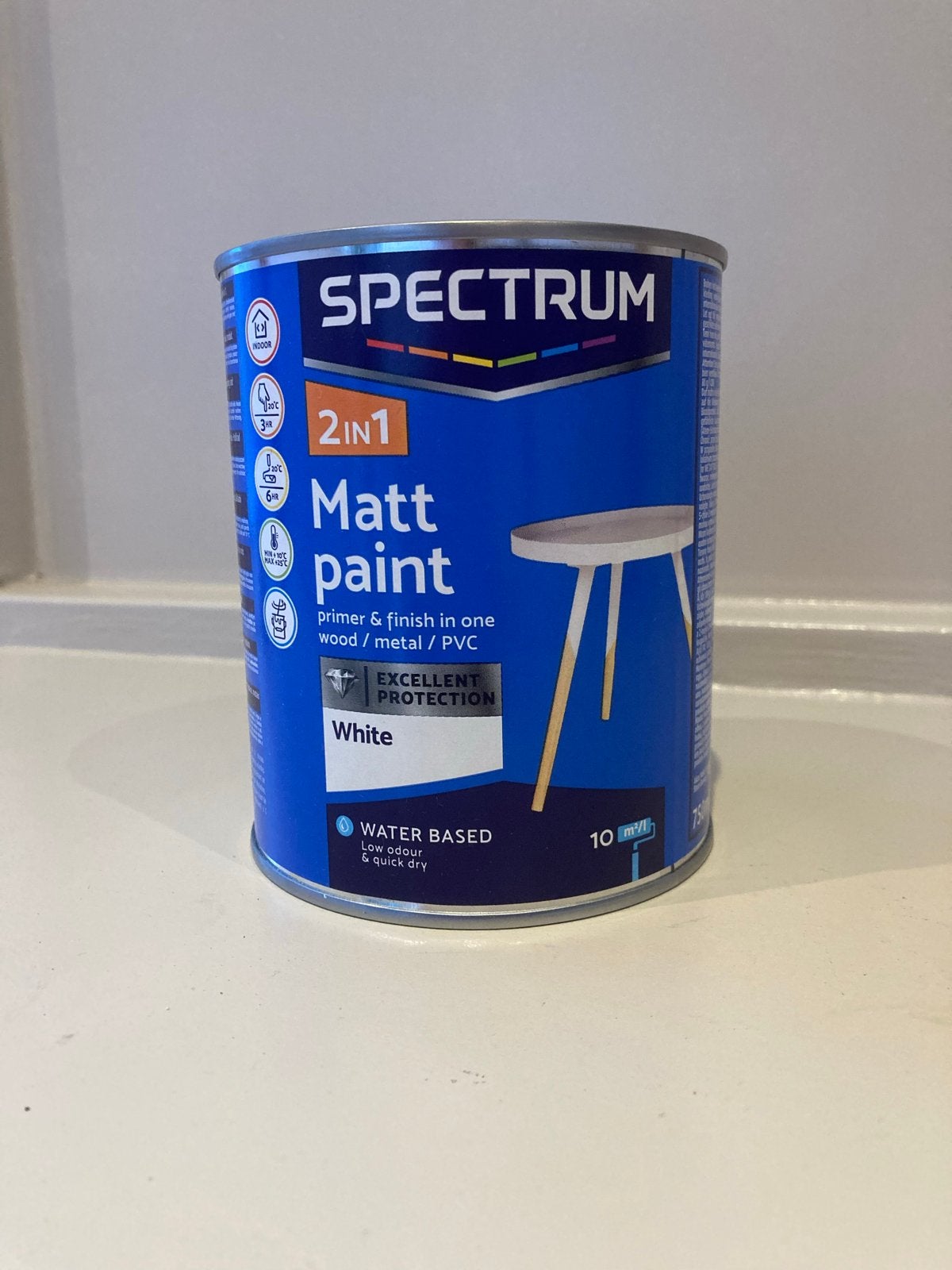 TEAB! Spectrum 2-in-1 Matt Paint Wit - Primer & Finish 750ml, Ophalen, Wit, Nieuw, Verf