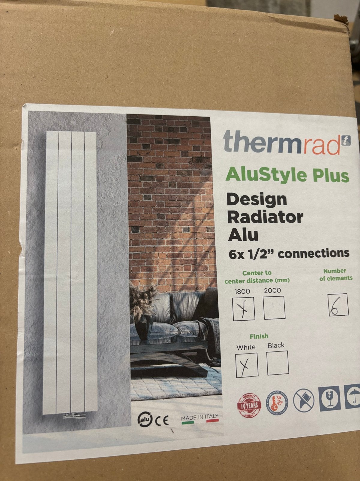 Thermad AluStyle Plus Design Radiator Alu 1808W Wit, Ophalen, Radiator, Nieuw, Minder dan 60 cm