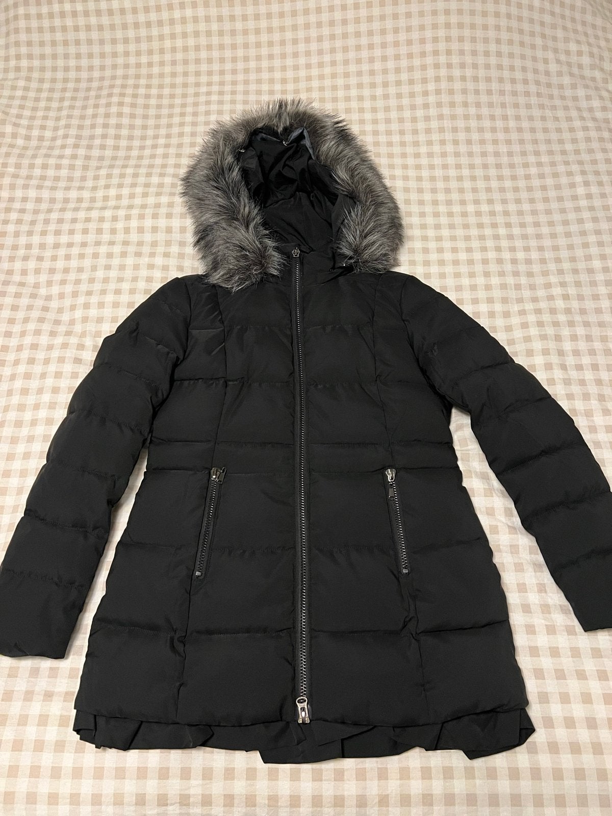 Winterjas met bontkraag, maat XL, Kleding | Dames, Jassen | Winter, Ophalen of Verzenden, Nieuw, Maat 46/48 (XL) of groter, Zwart