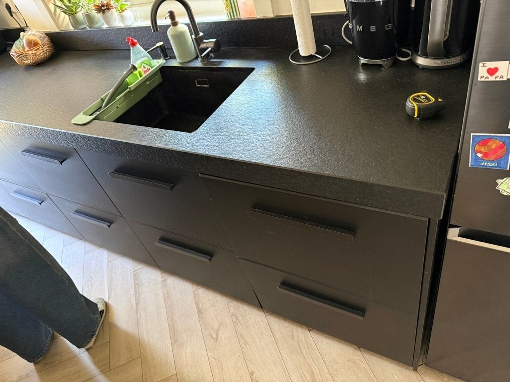 Keuken met hardstenen blad, Ophalen, Gebruikt, Zwart, Graniet of Steen