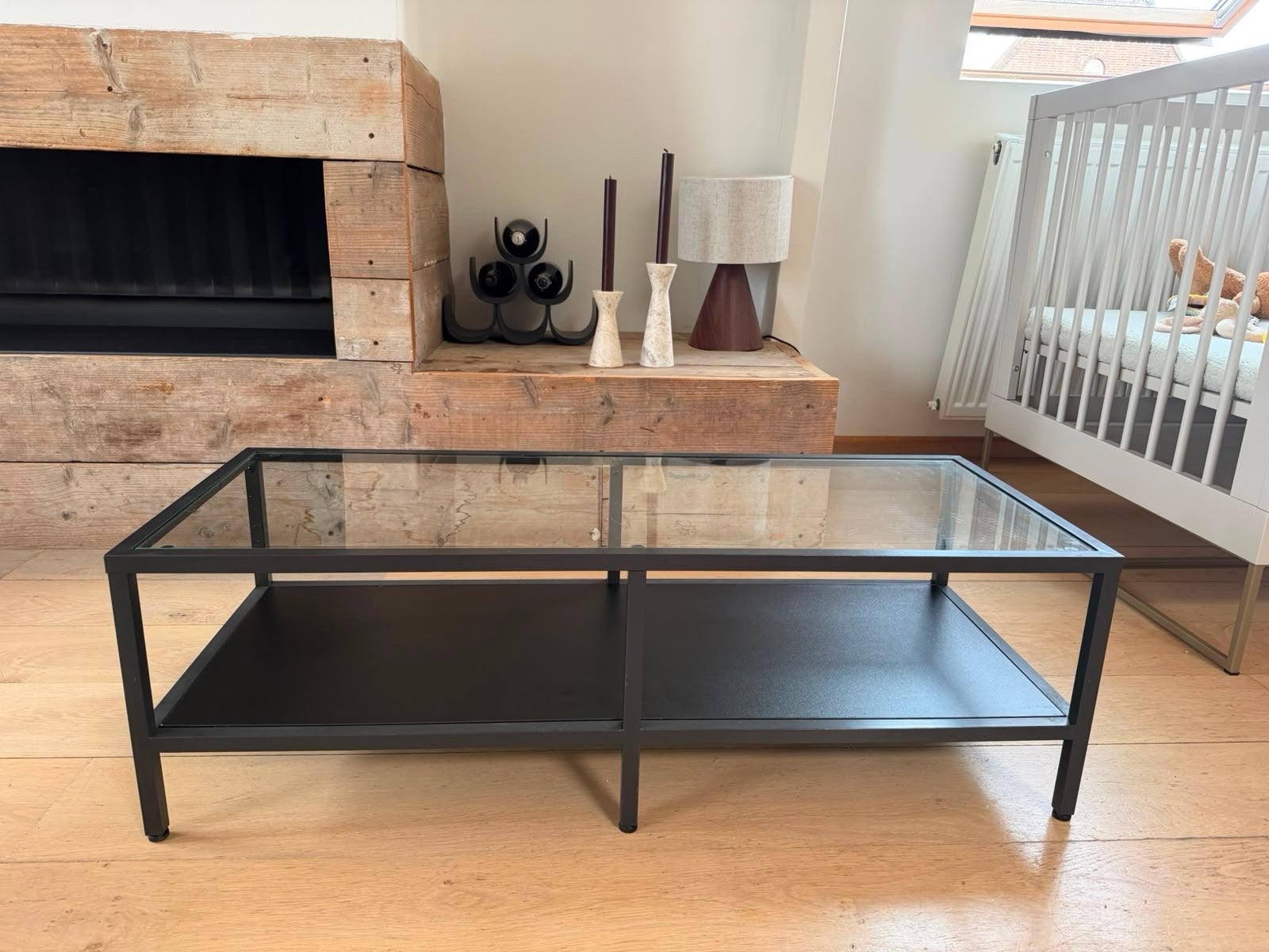 IKEA VITTSJÖ salontafel - Zwart/Glas, Ophalen, Minder dan 50 cm, Gebruikt, 100 tot 150 cm