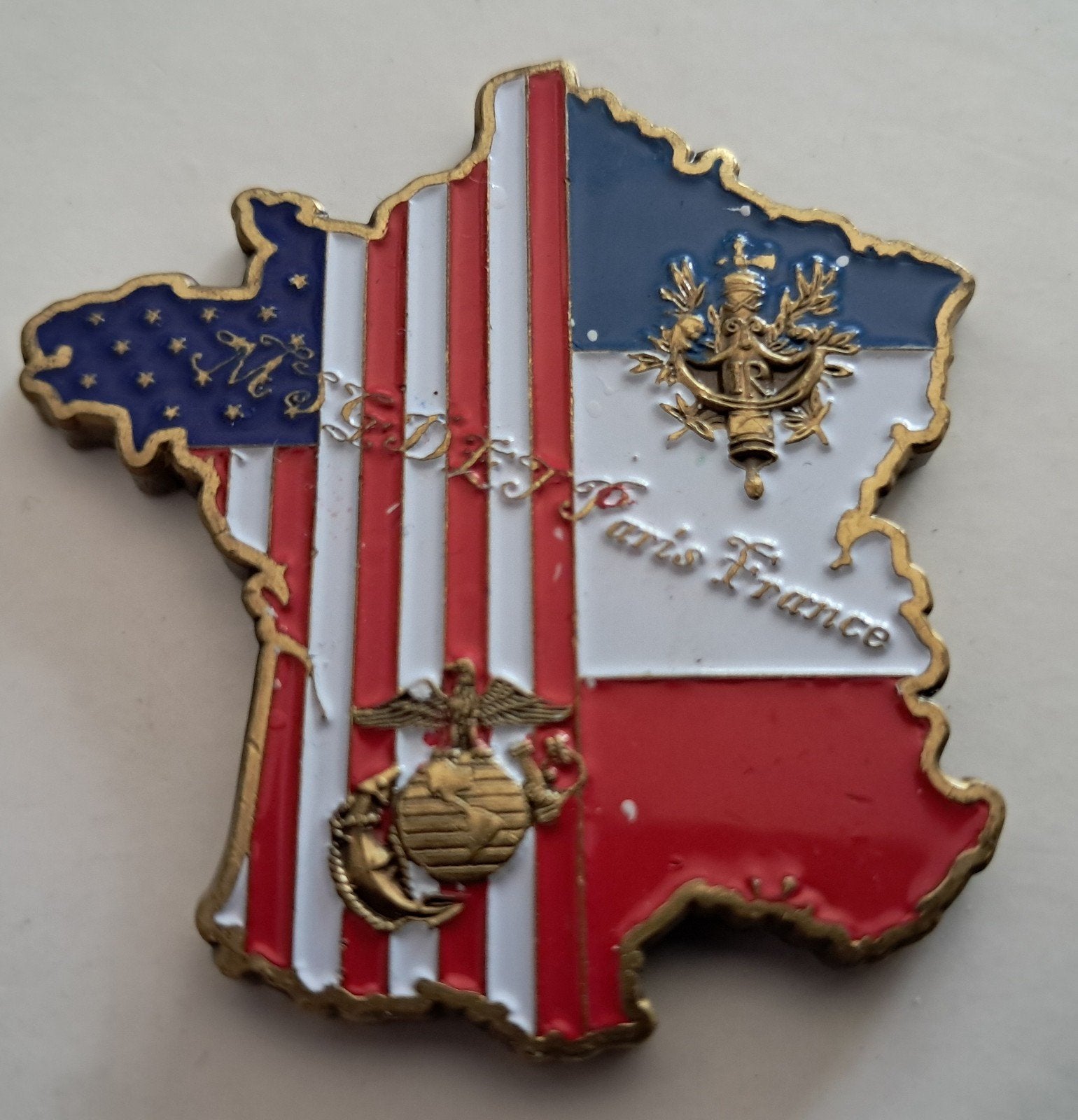 Coin US Marine Security Guard Frankrijk, Ophalen of Verzenden, Landmacht, Amerika, Embleem of Badge