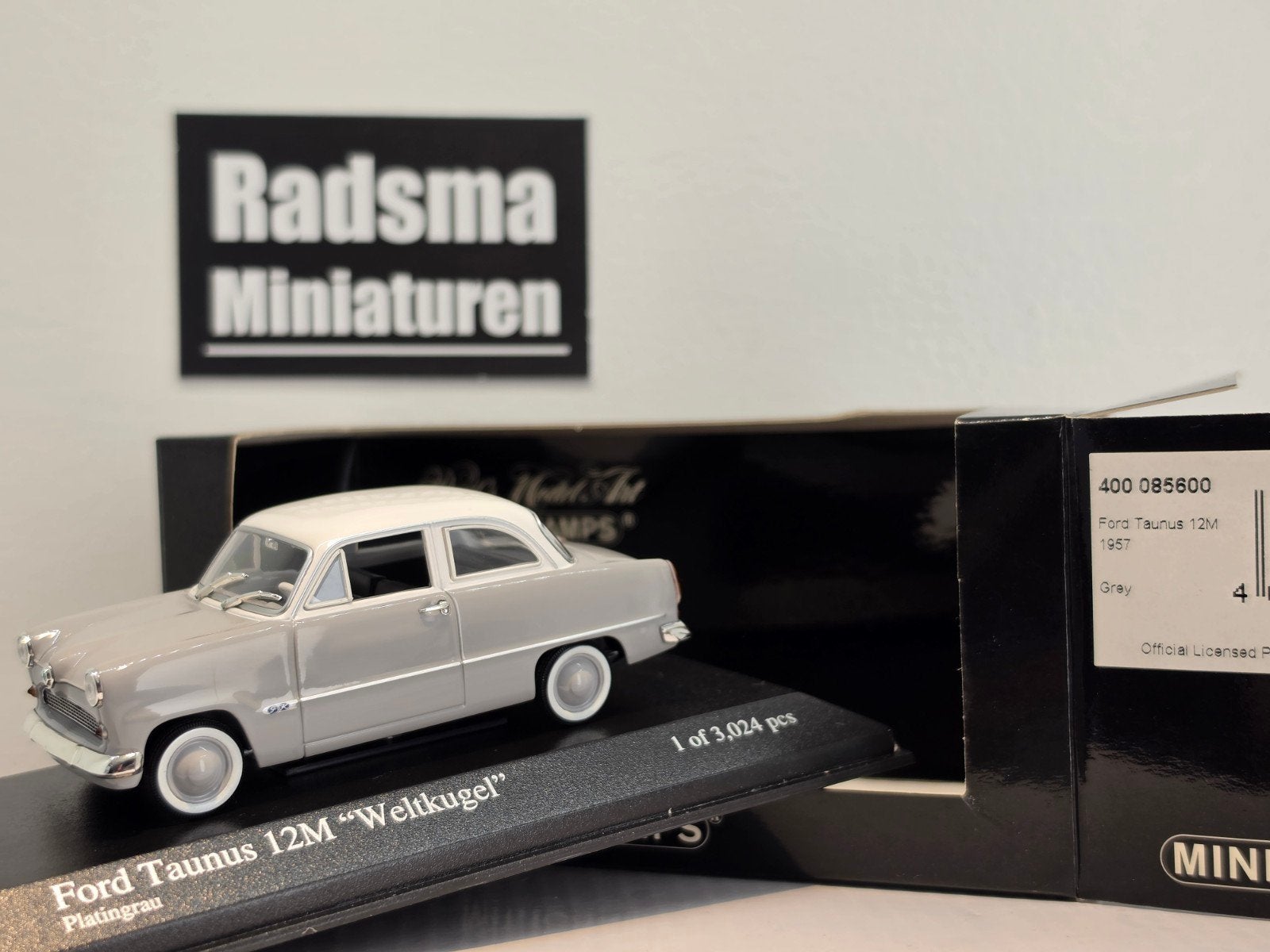 Ford taunus 12M Weltkugel - Platingrau - 1:43 Minichamps, Hobby en Vrije tijd, Auto, Nieuw, Ophalen of Verzenden