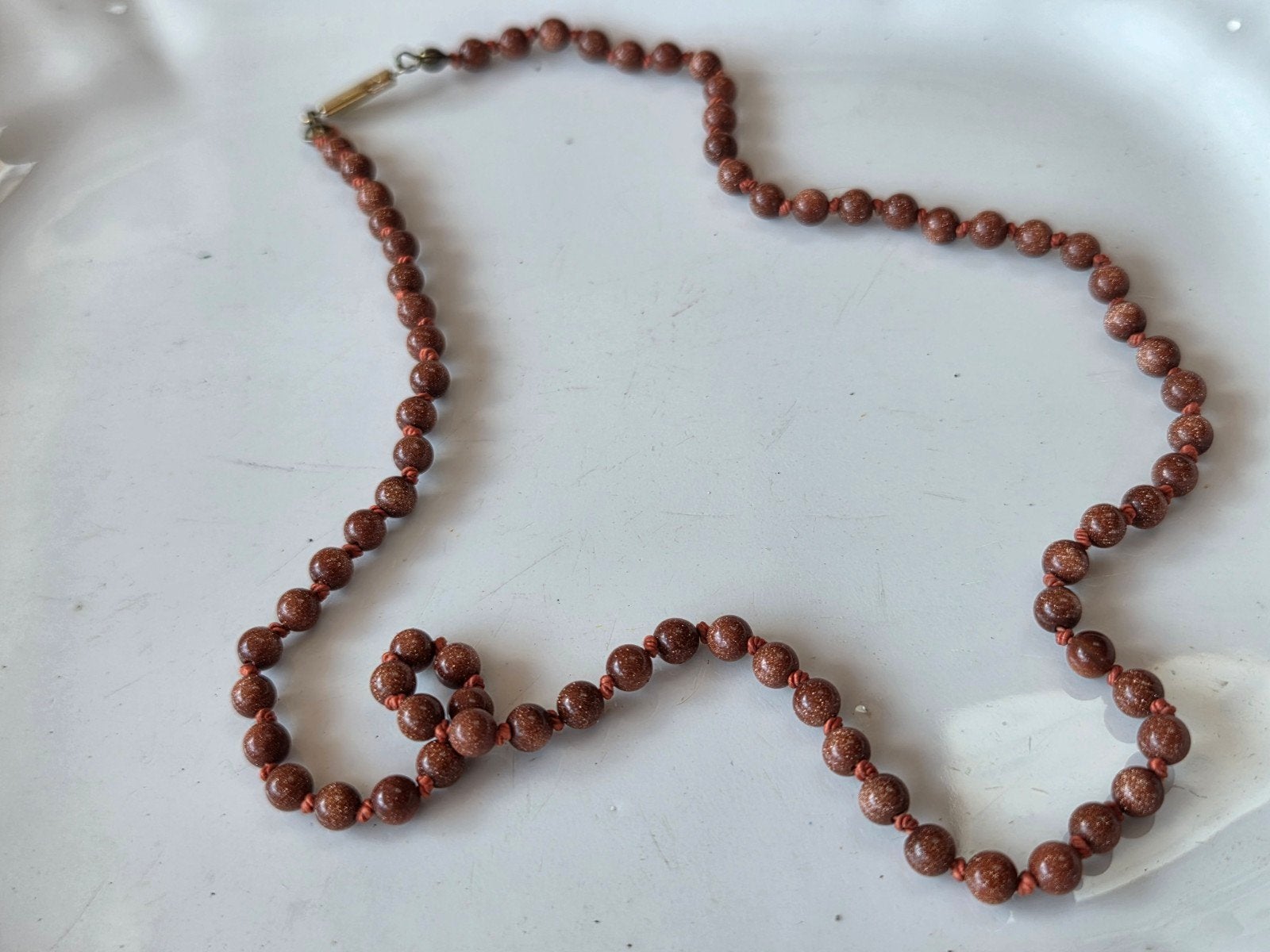 oude goudsteen geknoopte ketting, Verzenden, Goud, Steen of Mineraal