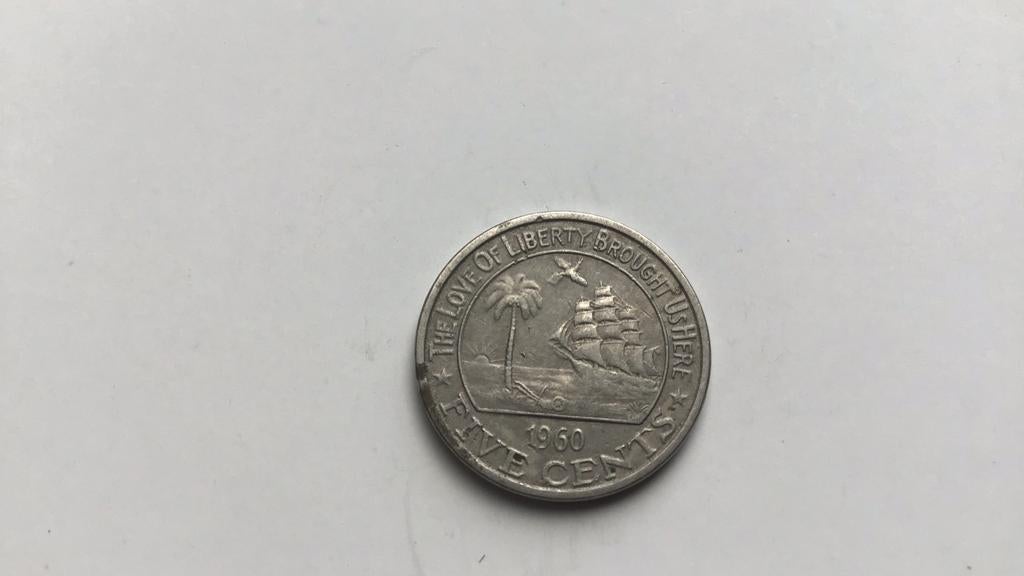 Liberia 5 cents 1960., Postzegels en Munten, Munten | Afrika, Ophalen of Verzenden, Overige landen