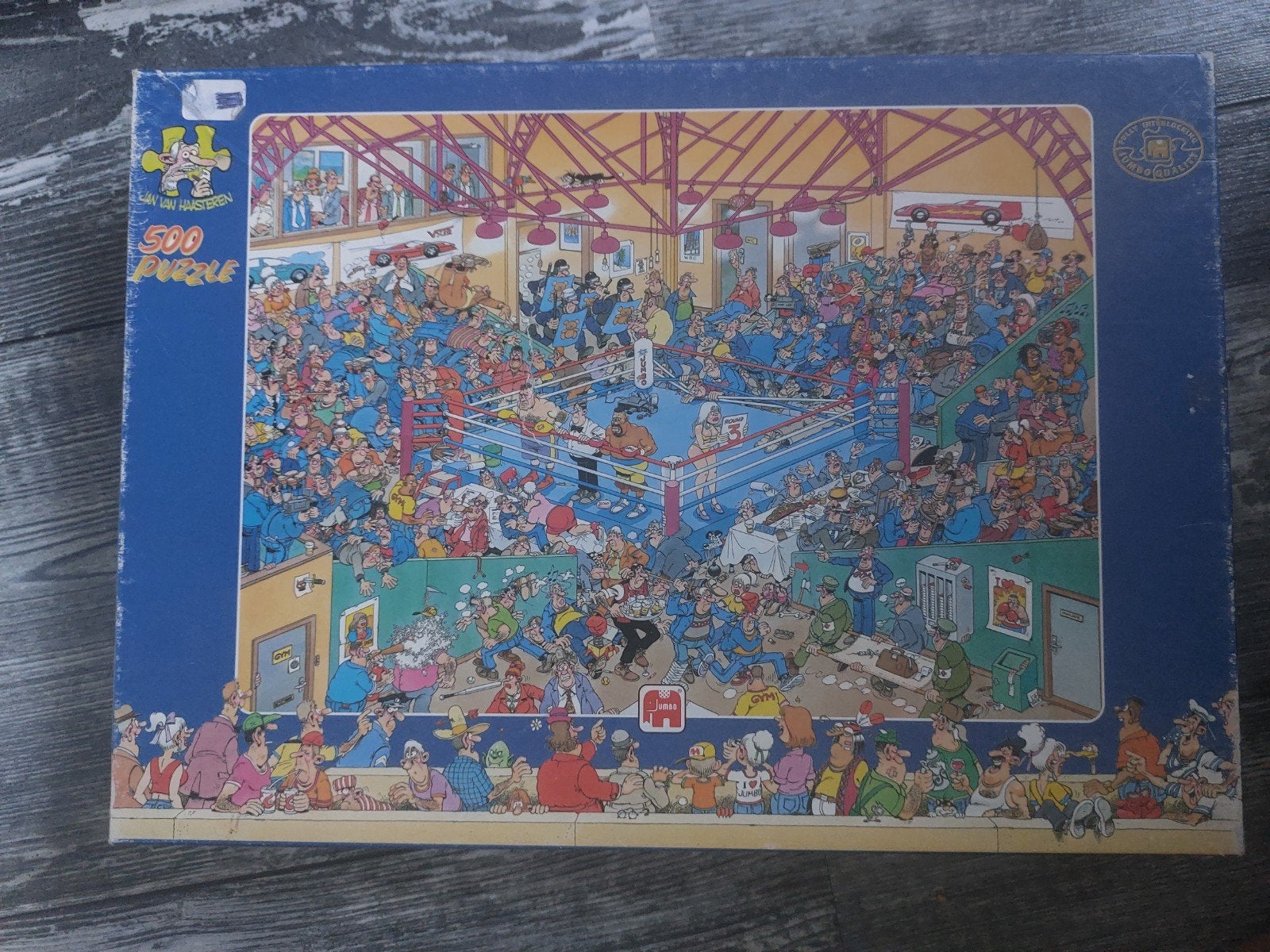 Jan van Haasteren Puzzel 500 stukjes - Bokswedstrijd, Ophalen of Verzenden, Minder dan 500 stukjes, Gebruikt, Legpuzzel