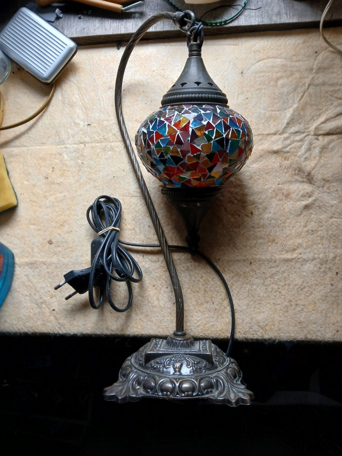 Mozaïek Tafellamp - Oosters Design, ca. 42 cm hoog, Gebruikt, Meerkleurig, Ophalen of Verzenden, Sfeerlamp
