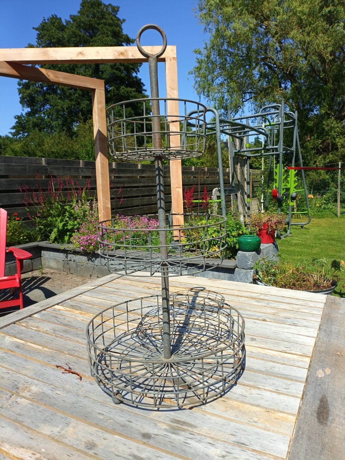 Metalen etagere/dienblad met 3 lagen Loberon, Gebruikt, Rond, Ophalen of Verzenden, Dienblad