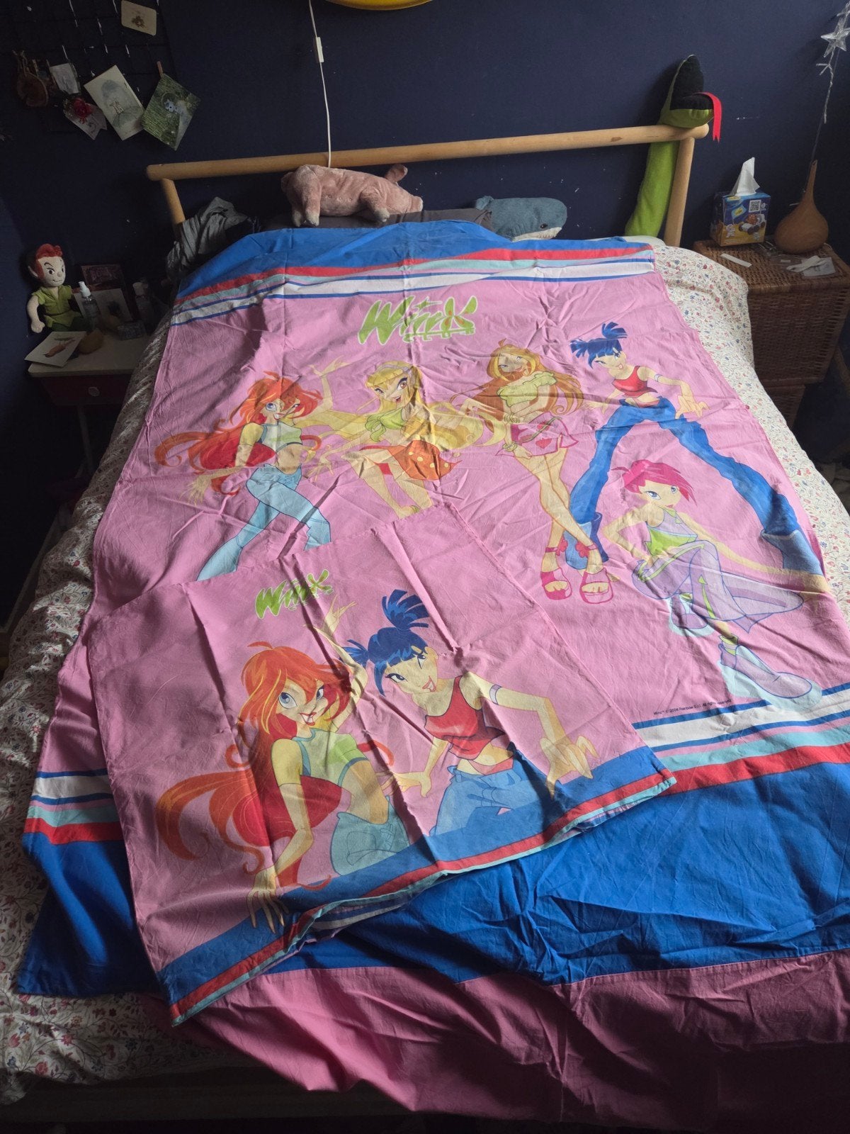 Zeldzaam Vintage Winx Club eenersoons dekbedovertrek, Eenpersoons, Meerkleurig, Dekbedovertrek, Katoen