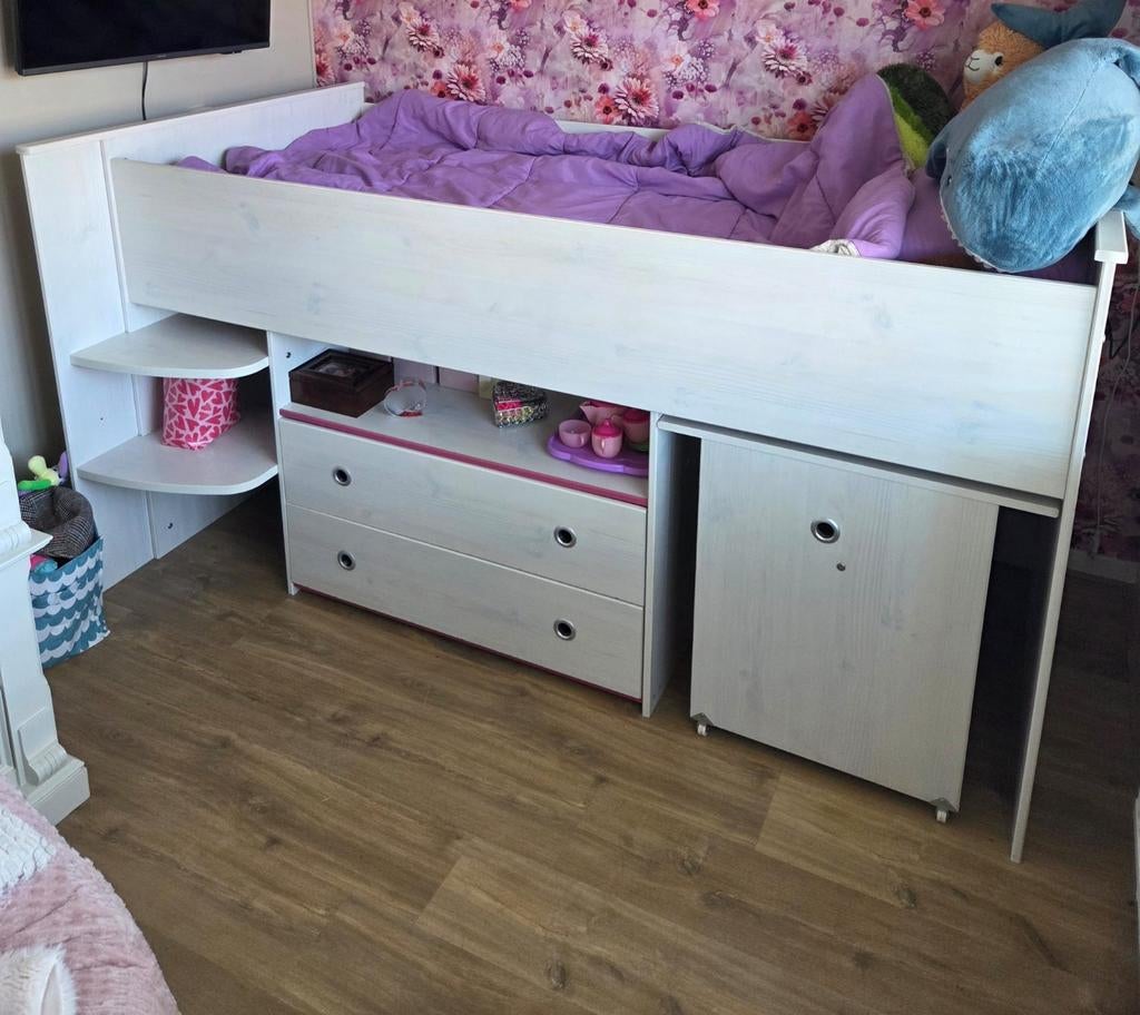 Halfhoog slaper met bureau en lades!, Ophalen, Gebruikt, Hoogslaper