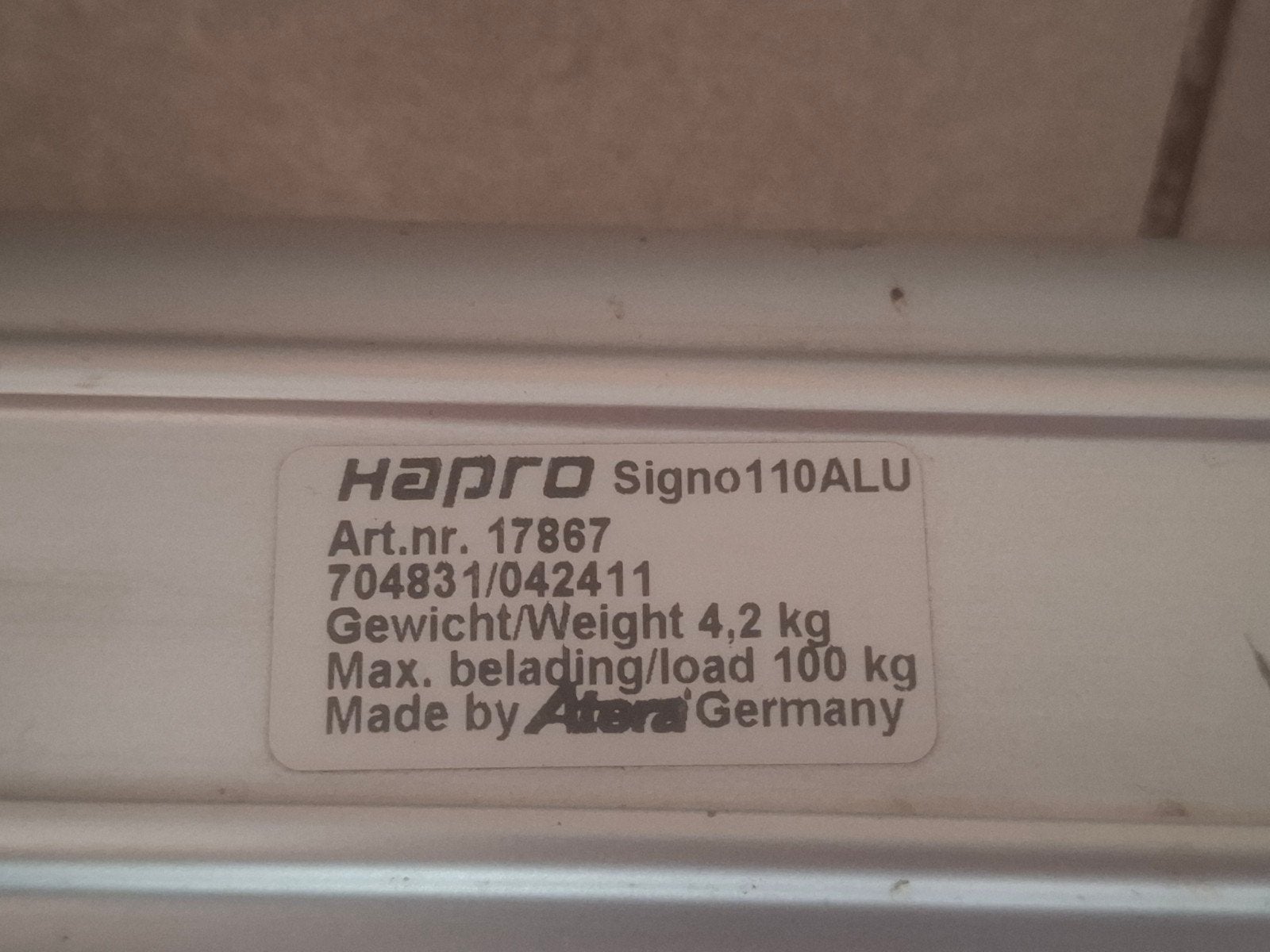 Hapro Signo 110 ALU verstelbare dakdragers, Ophalen, Gebruikt