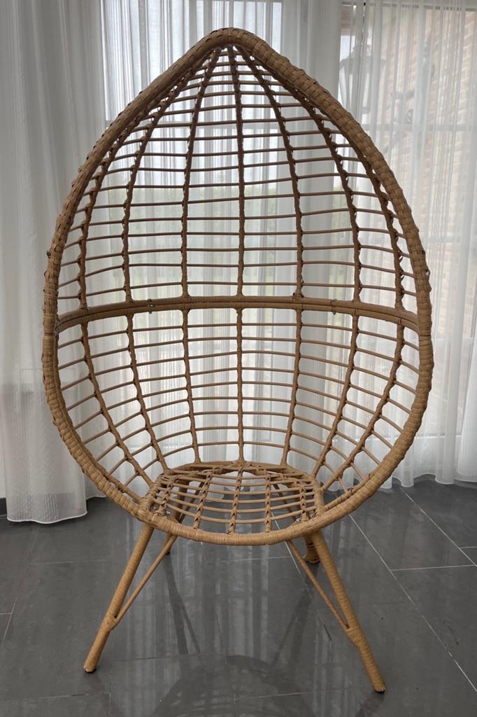 Tuinstoel: Rotan Egg Chair Naturel - Xenos, Ophalen, Overige kleuren, Riet of Rotan, Zo goed als nieuw