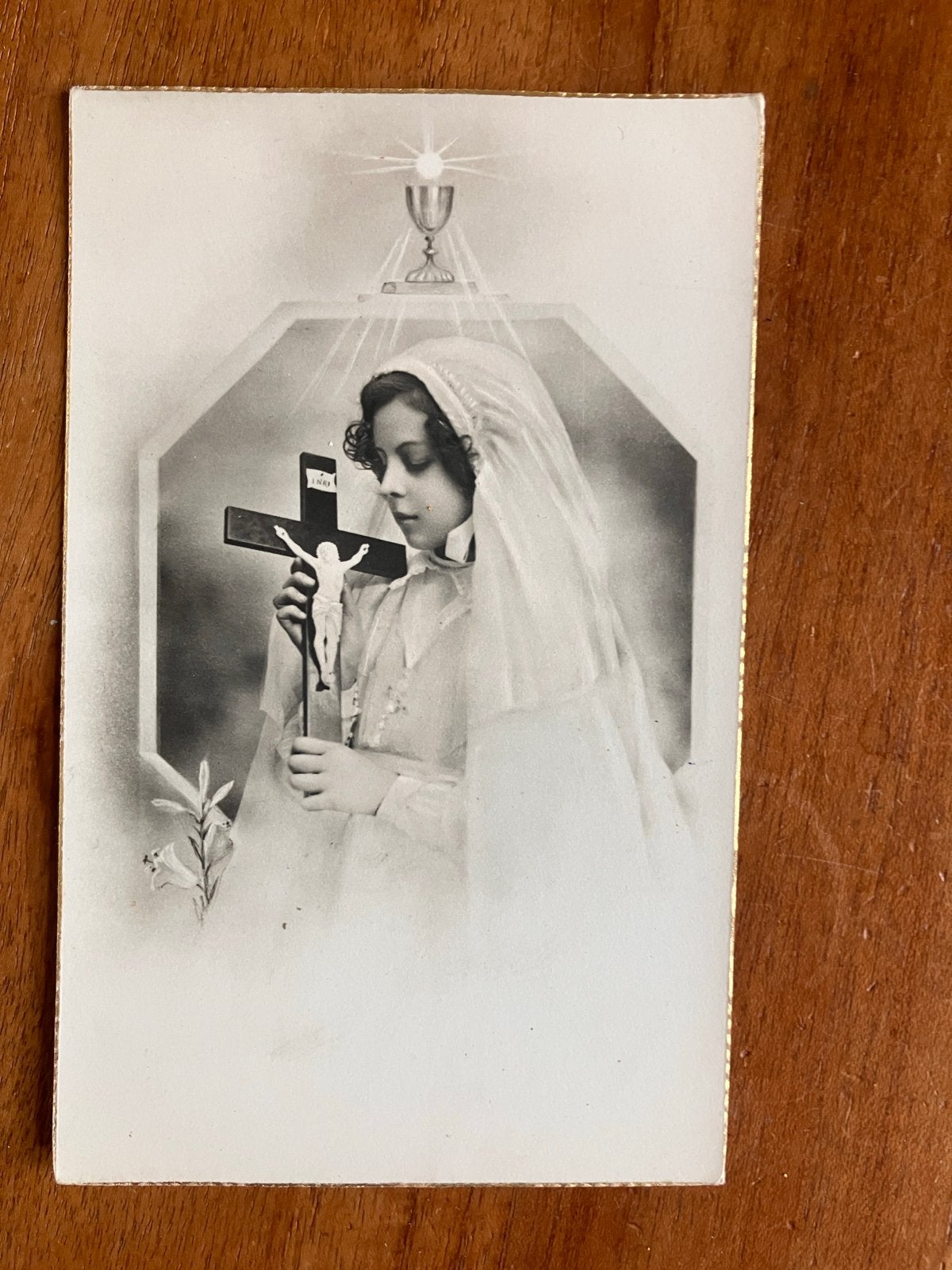 Eerste Communie Meisje. Jezus aan het Kruis, Ophalen of Verzenden, Kaart of Prent, Christendom | Katholiek