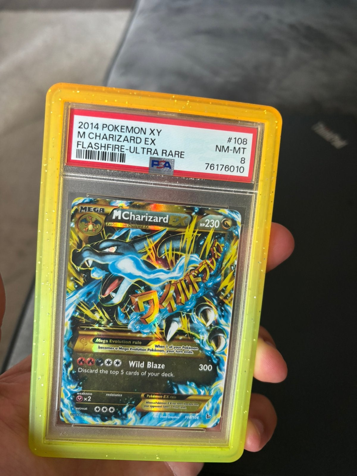 M Charizard ex - Flashfire 108 PSA 8, Ophalen of Verzenden, Zo goed als nieuw