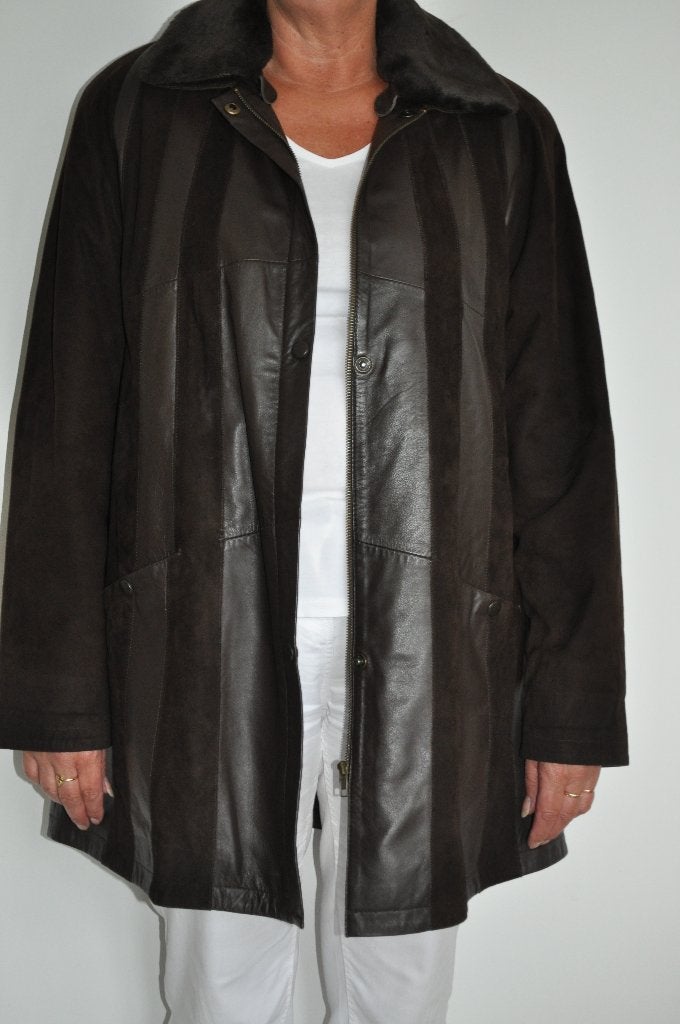 mooi zacht soepel lederen dames jas zgan, Ophalen, Bruin, Maat 42/44 (L), Saffleu