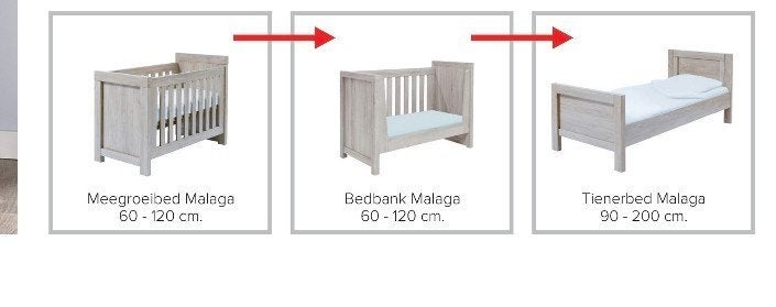 Meegroeibed TWF Malaga - Baby, Peuter en Junior bed, Ophalen, Overige maten, 200 cm, Hout
