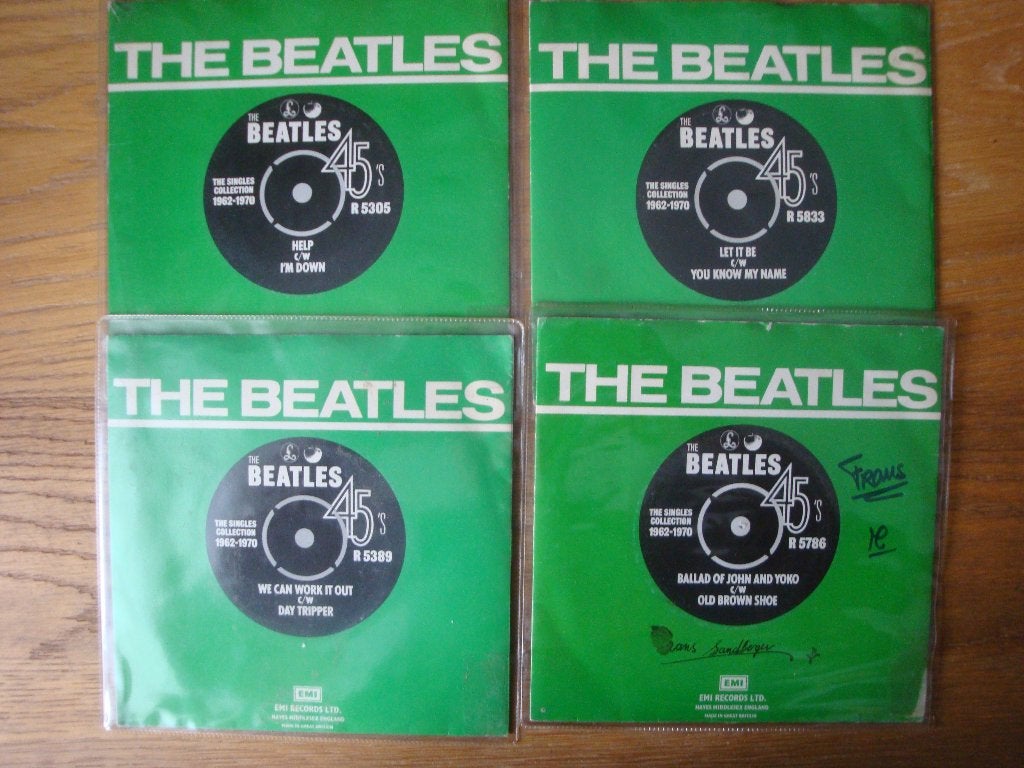 The Beatles Singles Collection 1962-1970 (4x 7 inch vinyl), Cd's en Dvd's, Gebruikt, 7 inch, Ophalen of Verzenden, Pop