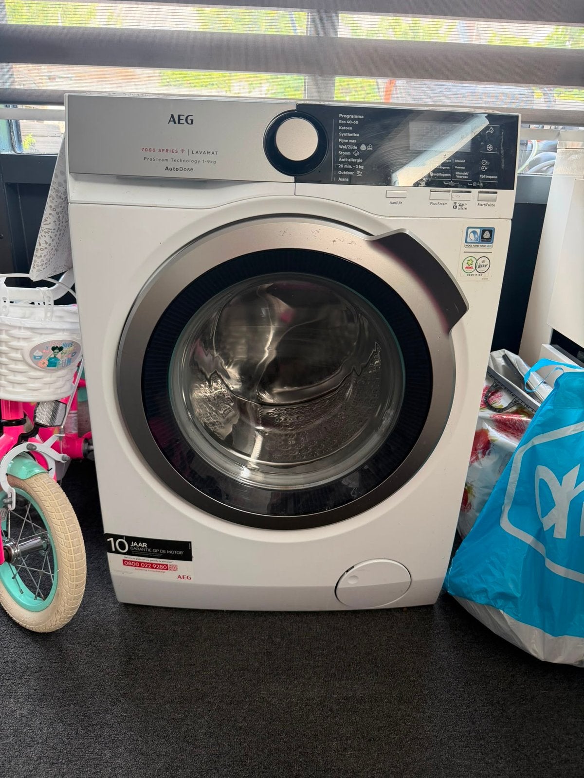 AEG 7000 Serie 9 kg Wasmachine, Witgoed en Apparatuur, Wasmachines, Ophalen, 1200 tot 1600 toeren, 8 tot 10 kg, Zo goed als nieuw