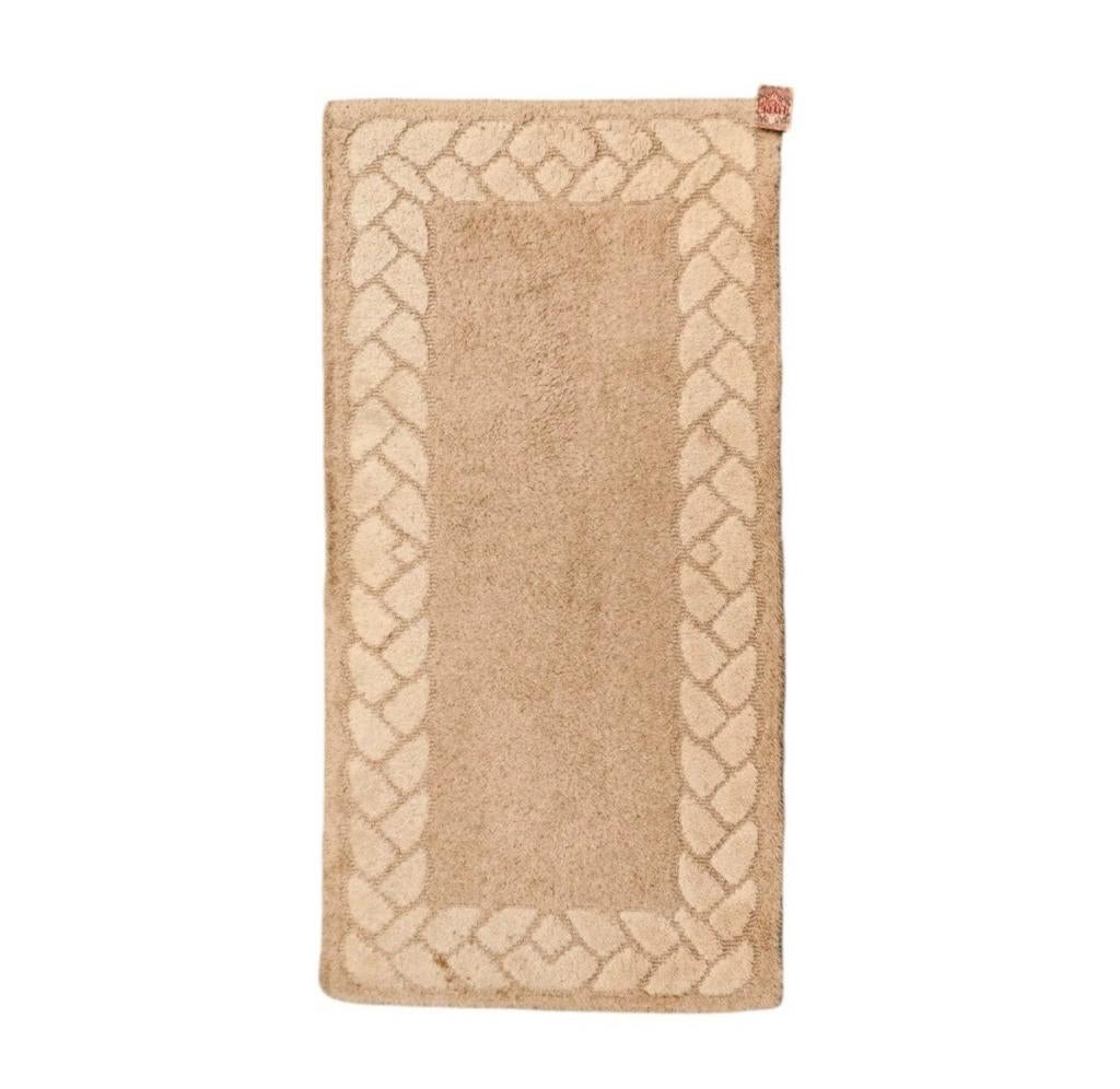 Vintage beige wol vloerkleed badmat floral border 72x140cm, Gebruikt, 100 tot 150 cm, Crème, Modern, Gevig