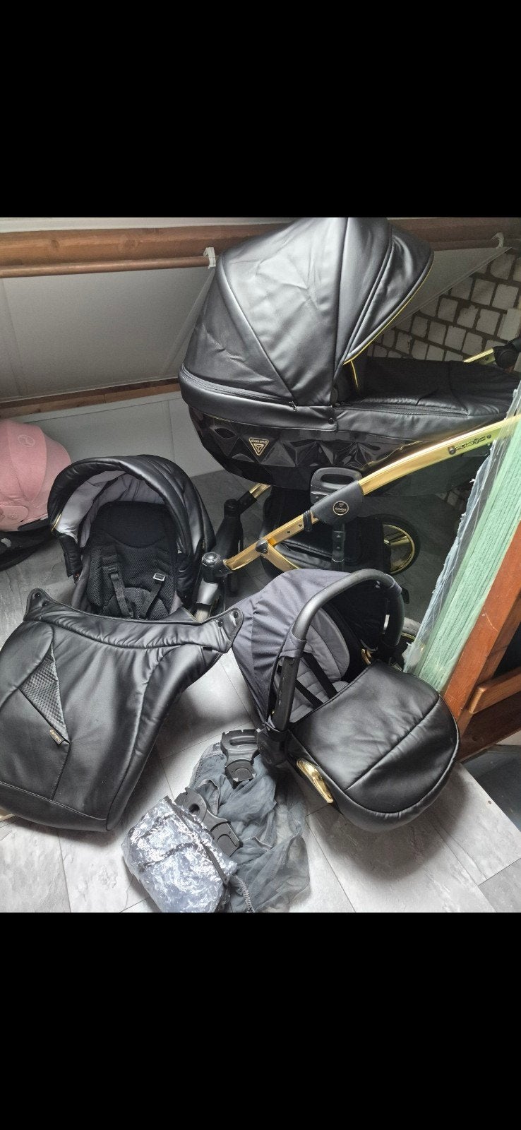 Junama diamond fluo line black gold 3 in 1 kinderwagen, Kinderen en Baby's, Ophalen, Zo goed als nieuw, Combiwagen, Met autostoeltje