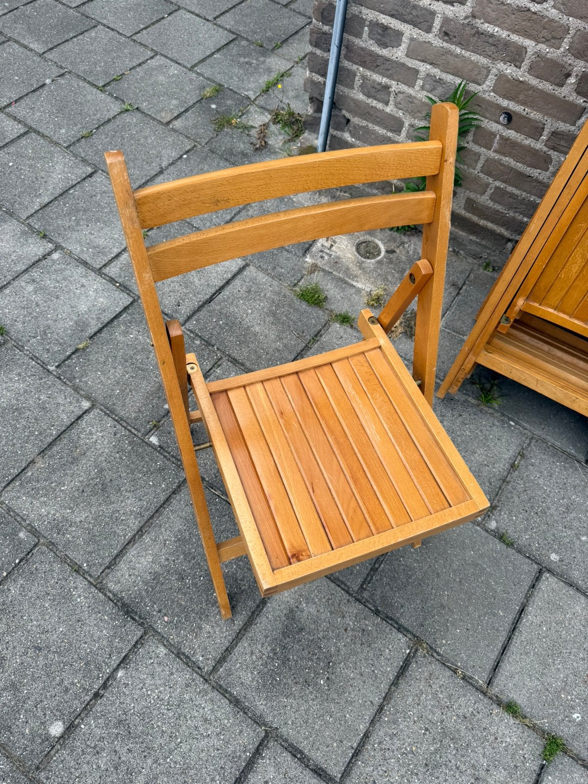 Set van 8 hardhouten klapstoelen ‘70 (stuksprijs), Ophalen of Verzenden, Zo goed als nieuw, Nvt, Vijf, Zes of meer stoelen