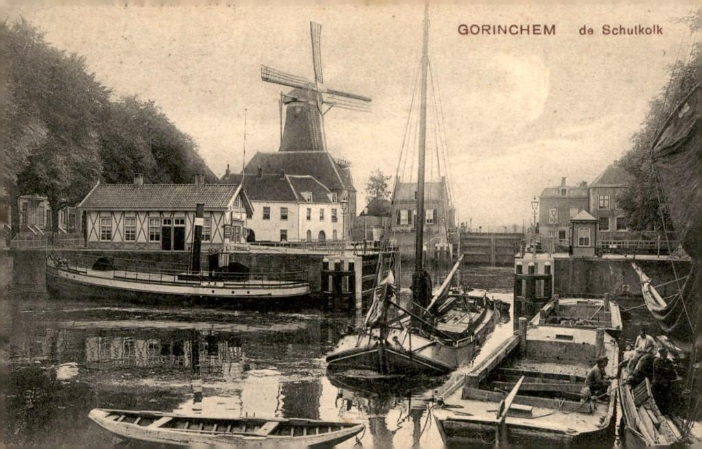 Gorinchem de Schutkolk met molen # 182, Verzamelen, Verzenden, Voor 1920, Gelopen, Zuid-Holland