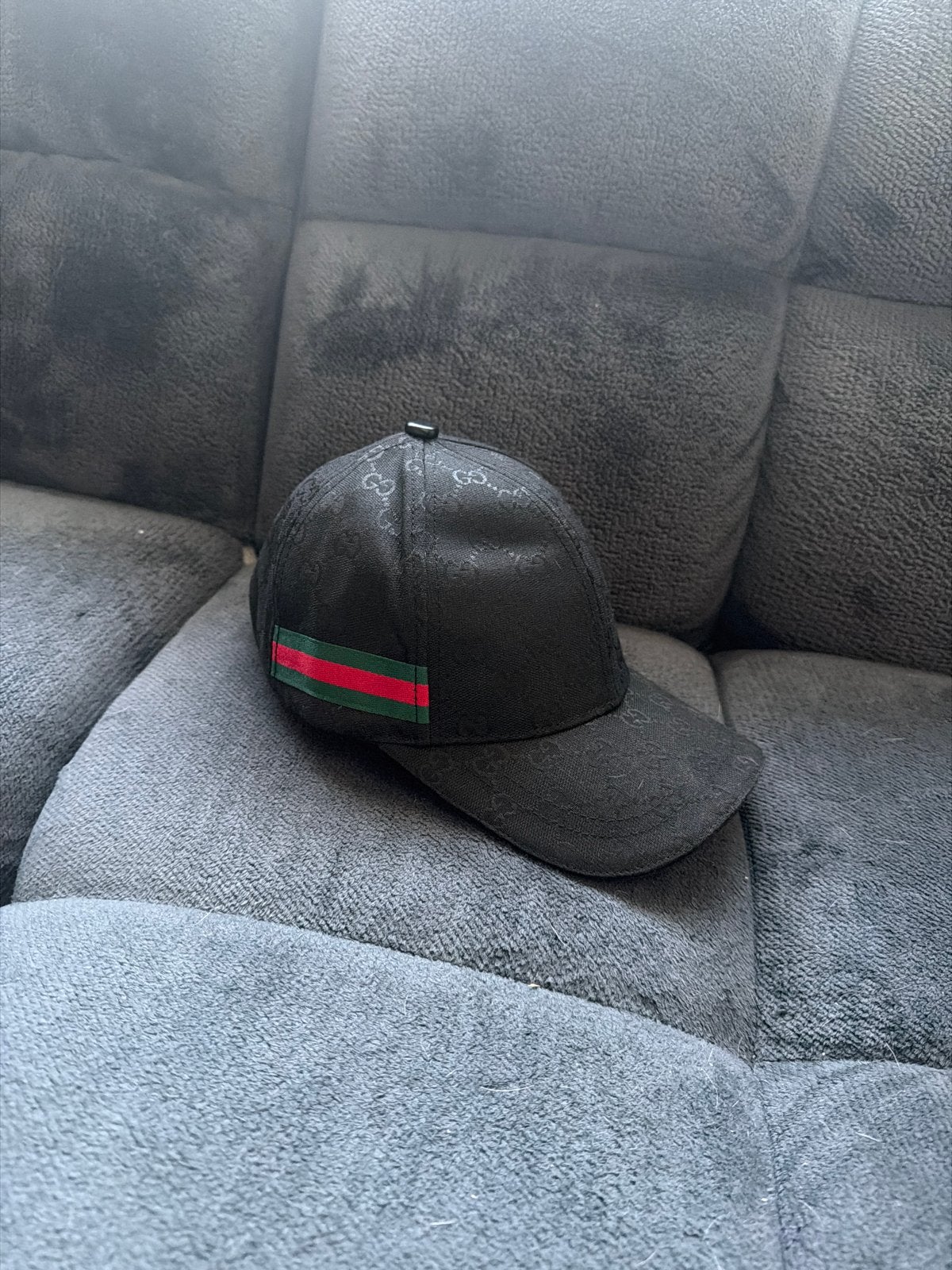 Gucci pet met GG-patroon en Web-streep, Ophalen of Verzenden, Zo goed als nieuw, One size fits all, Pet