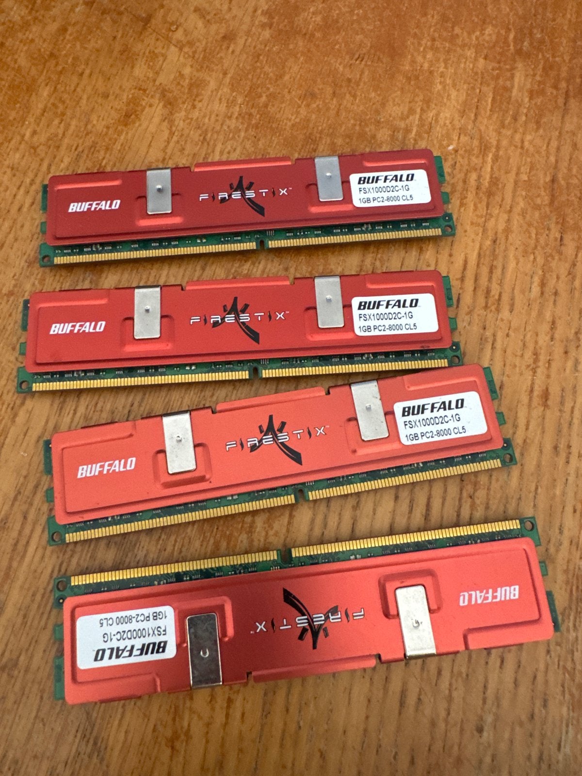 4x Buffalo Firestix 1GB PC2-8000 CL5 DDR2 RAM Geheugen, Computers en Software, Gebruikt, Ophalen of Verzenden, DDR2, Desktop