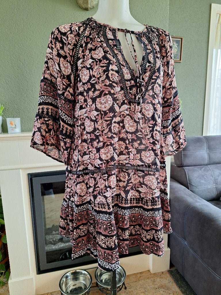 Miss June boho tuniek one size 36 / 40 franse maat 34 38 NL, Maat 38/40 (M), Miss June, Zo goed als nieuw, Meerkleurig