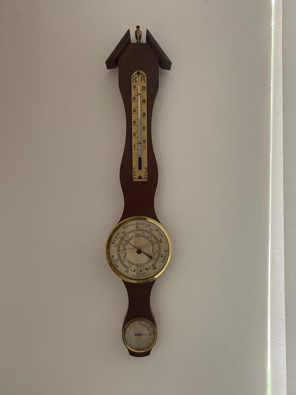 Vintage Weerstation met Barometer, Thermometer en Hygrometer, Ophalen of Verzenden, Gebruikt, Weerstation
