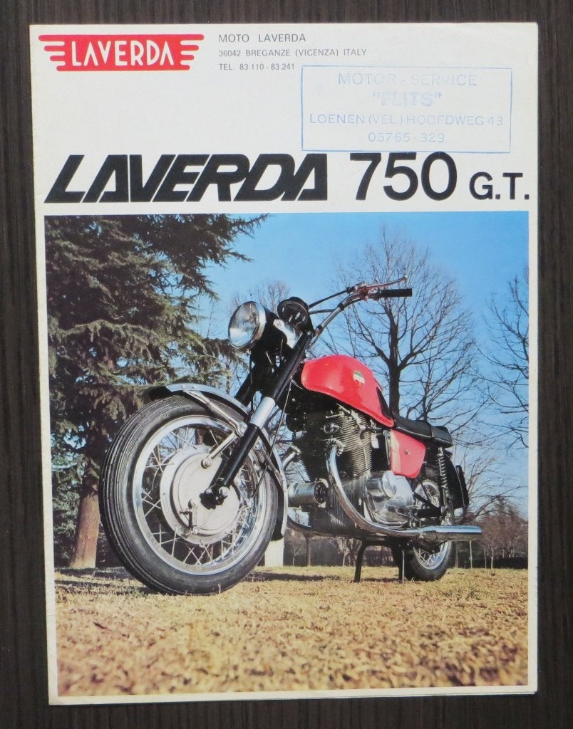 Folder Laverda 750 GT + SF - circa 1971 - 4 blz, Motoren, Verzenden, Overige merken