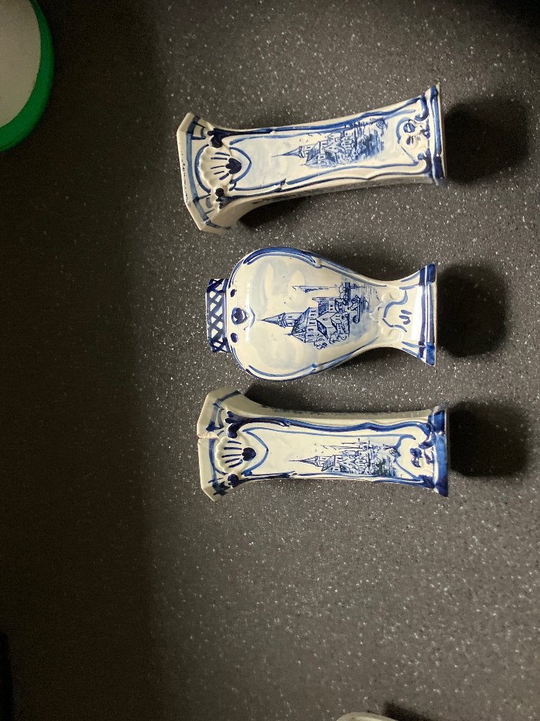 Set van 3 Delfts Blauwe Vazen - Handgeschilderd, Antiek en Kunst, Antiek | Keramiek en Aardewerk, Ophalen